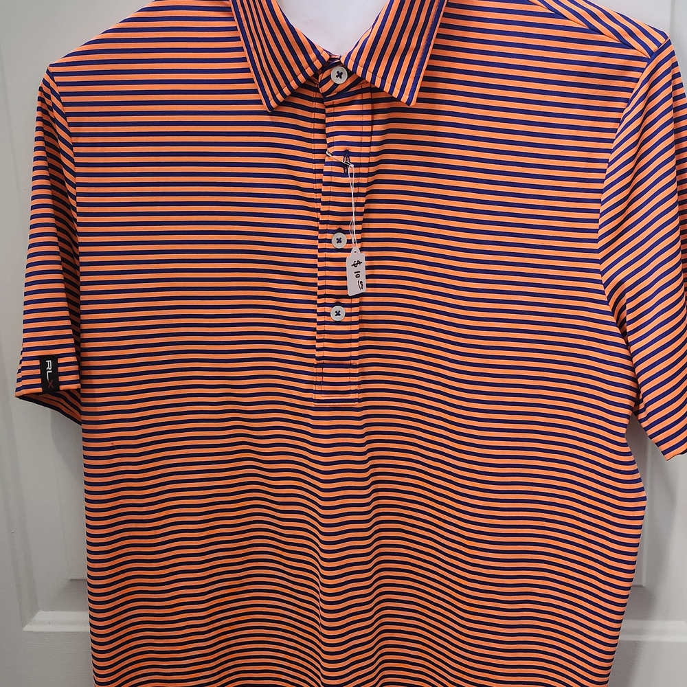 Polo by Ralph Lauren Orange and Black Striped Polo Shirt